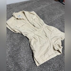 cream linen abercrombie romper